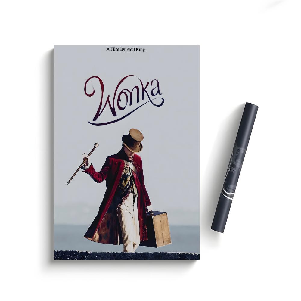 2023 Wonka Movie Poster Self-Adhesive Waterproof Art Sticker, Aesthetic Minimalist Wall Poster for Coffee Shop, Bar & Home Room Decor