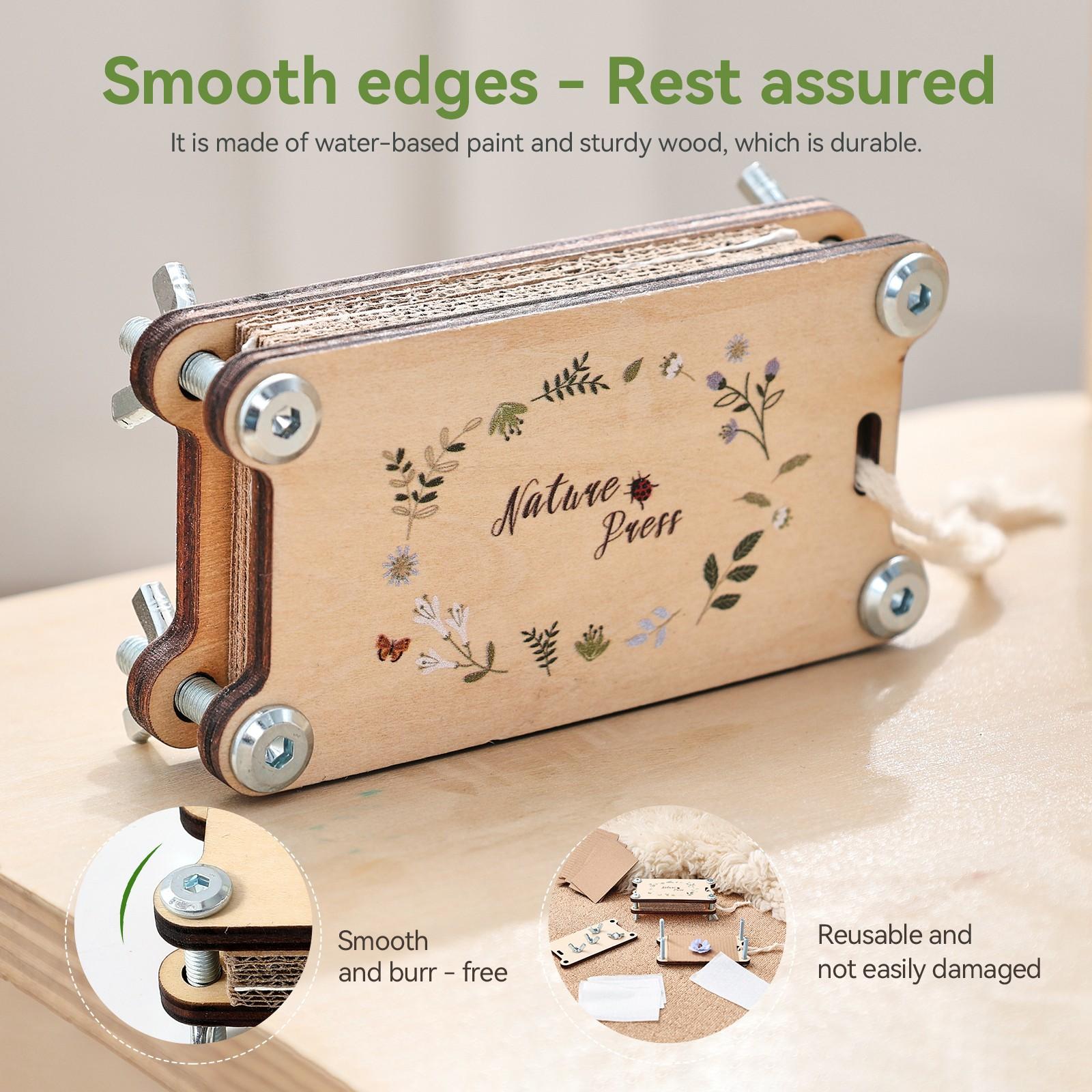 Outdoor Nature Exploration Kit - Wooden Flower and Leaf Pressing Stationery - STEM Educational Science Toy for Preschoolers - DIY Art Craft Activity Set for Preserving Dried Flowers & Flora