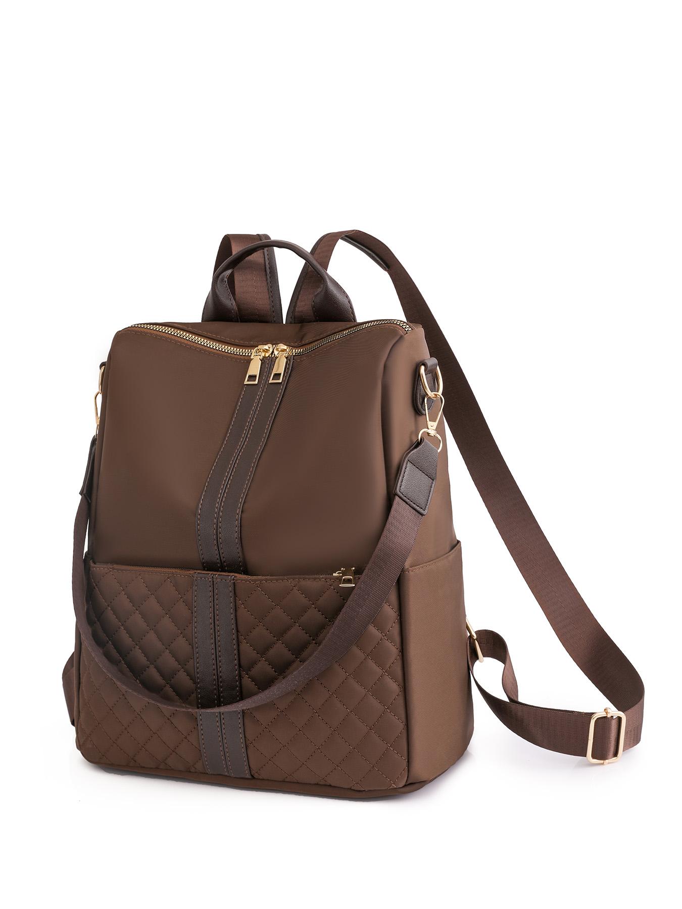 New Light Brown Minimalist Luxury Patchwork Casual Lightweight Backpack Versatile Carry Options for Effortless Style Perfect for Daily Commutes and Light Travel Essential Women's Bag