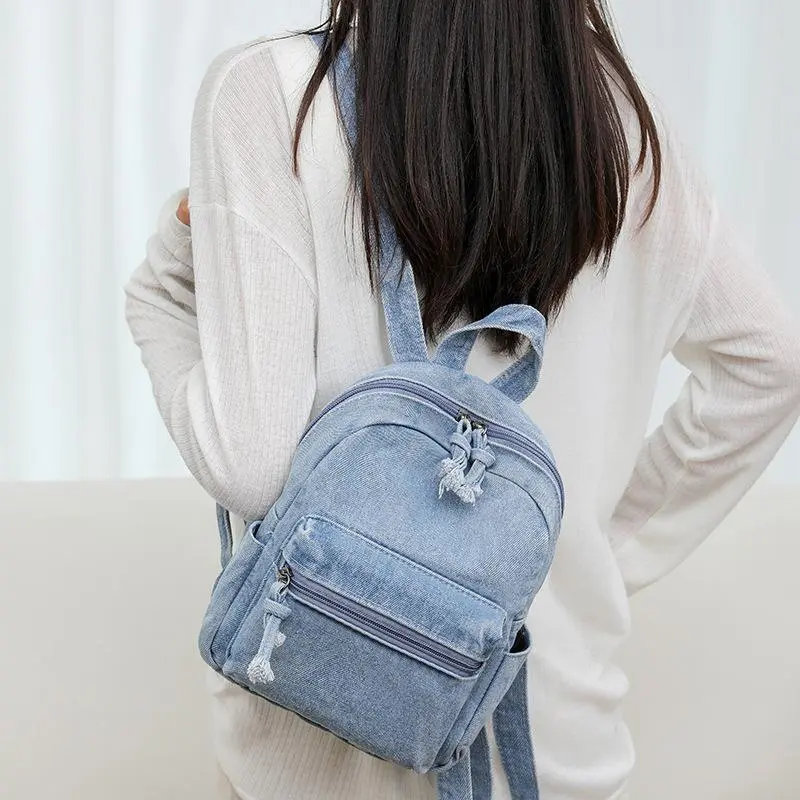Minimalist and stylish backpack, vintage denim bag, compact travel backpack, everyday carry bag, lightweight casual bag suitable for teenagers