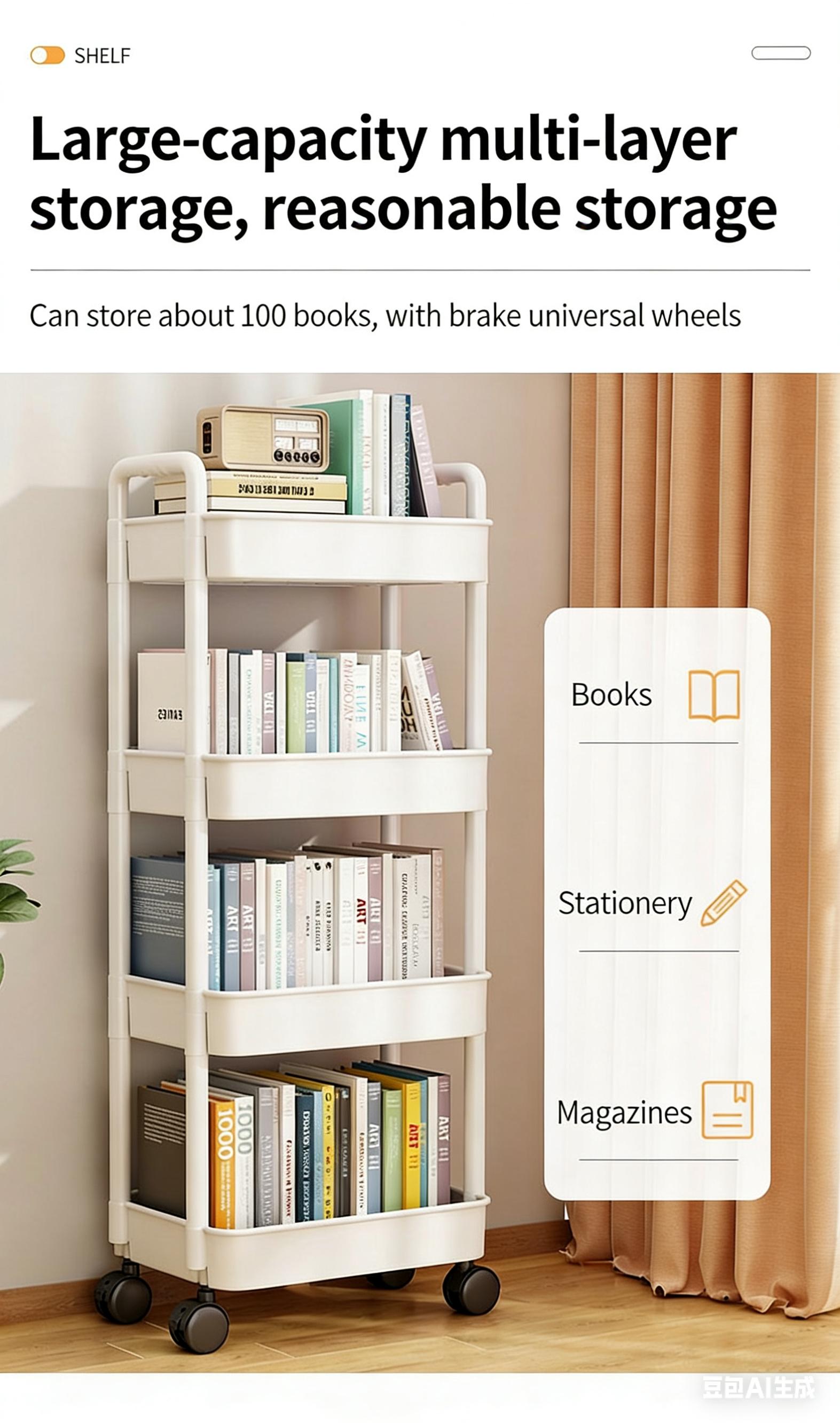 Mobile Storage Rack for Kitchen & Bathroom, Multi-Layer Snack Organizer, Kitchen Organizers, Ideal for Organizing Your Space Efficiently