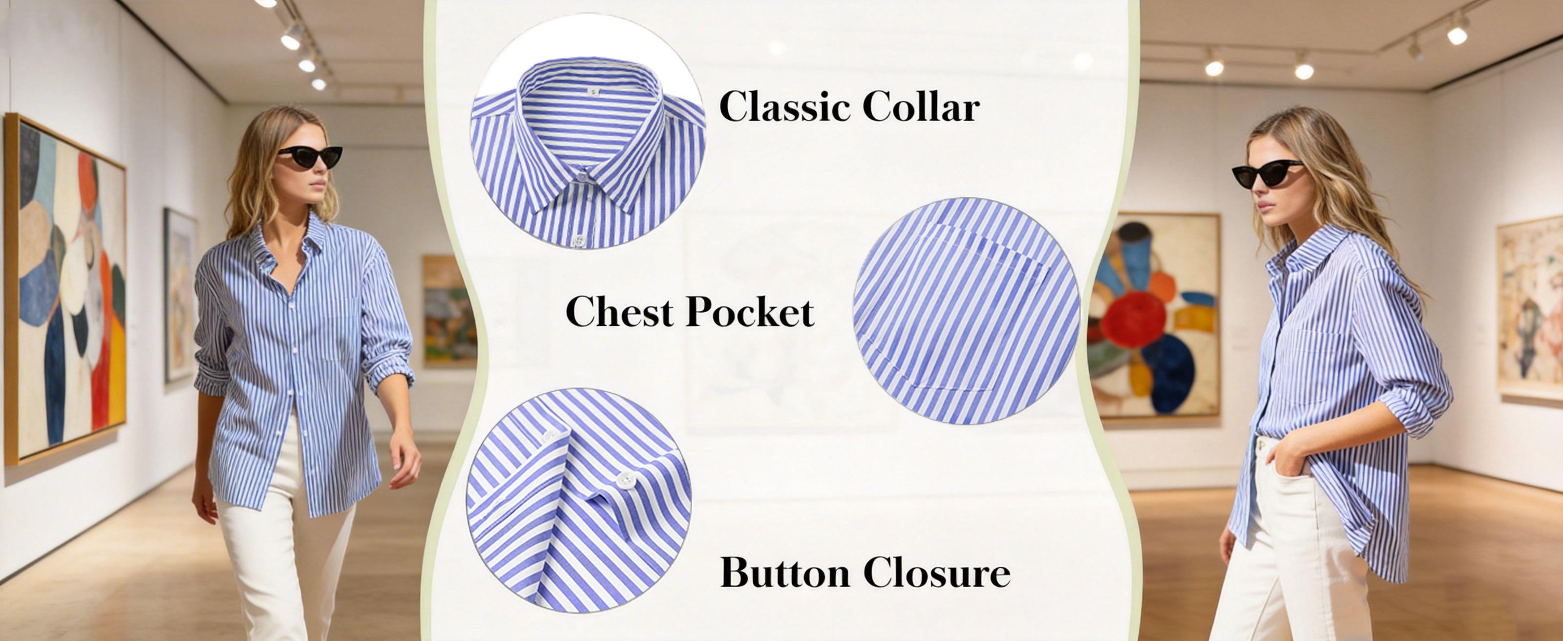 Siliteelon Striped Button Down Shirts for Women Dress Shirts for Spring and Summer Old Money Outfits Long Sleeve Collared Office Work Shirt with Pocket Comfy Business Casual & Chic | Designer Style Inspo tiktokshopspringglowup Summervibes summerwins