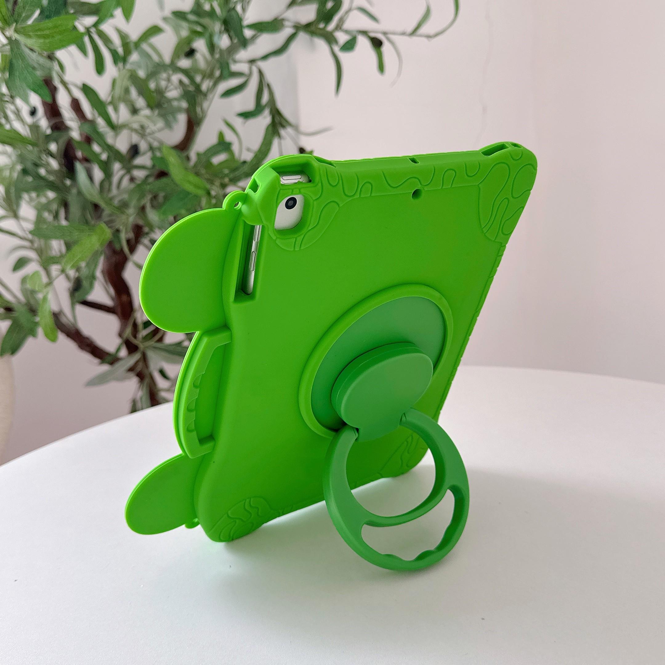 Cute Frog Tablet Case for Kids, Soft Silicone Protective Cover, 360° Rotating Stand, Cartoon Design, Compatible with iPad 7th-10th & Air 11-Inch, Tablet Accessories
