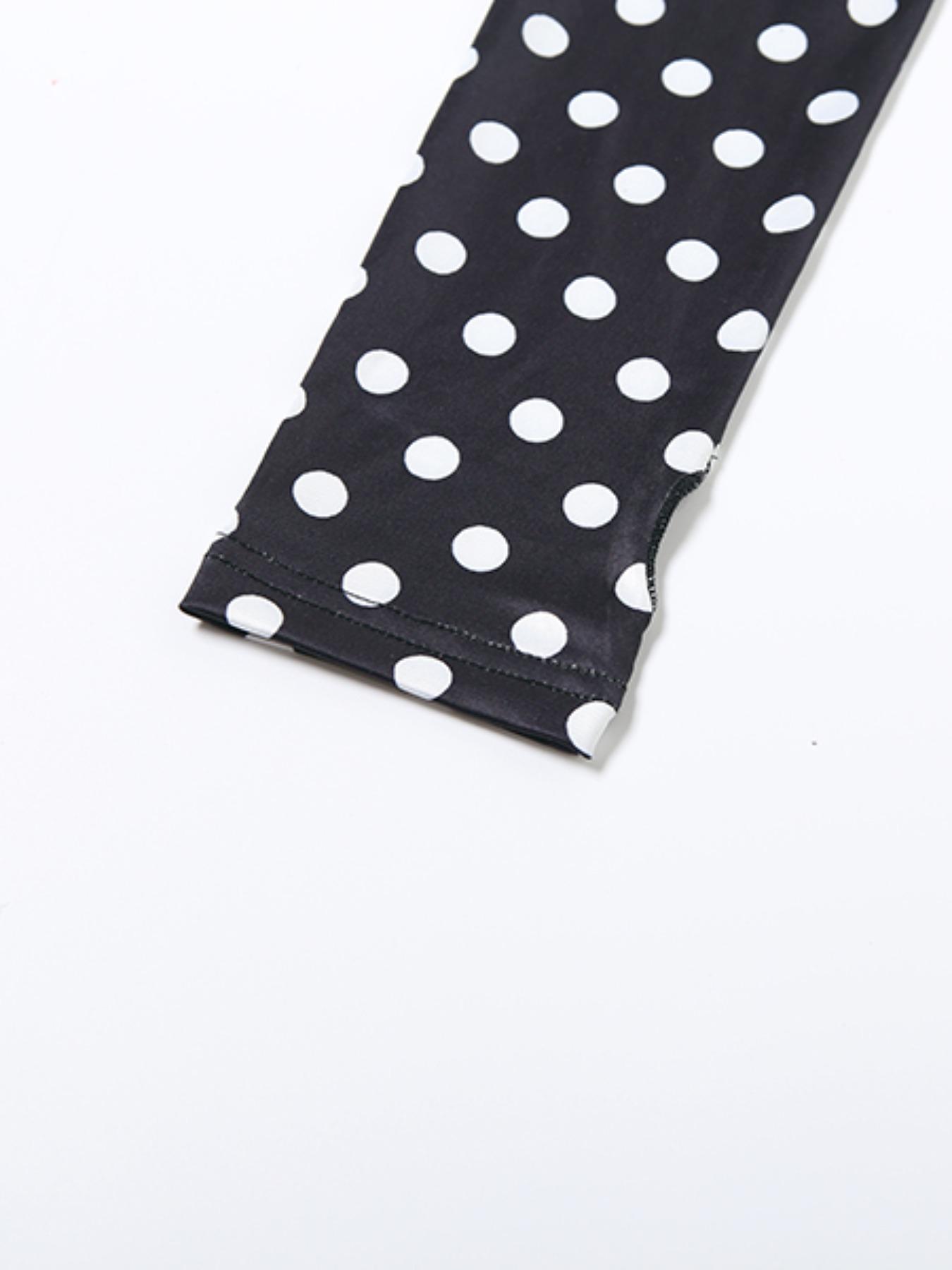 Women's Autumn New Polka Dot Letter Print Sexy Cropped Top Long Pants Set Outfit, Casual Chic Style, Thin Silk Fabric, Spring & Fall