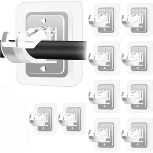 A Set of 8PCS Curtain Rod Brackets with Clips,Transparent Drapery Hooks,Rod Hanging,Adjustable Rods Holder,Multipurposefor Curtain Rod Hooks