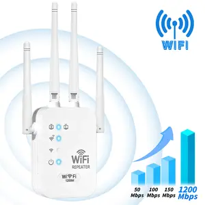 Dual-Band WiFi Extender 1200 Mbps, 4 Antenna WiFi Signal Booster with Ethernet Port, Wifi Range Extender, Home 2.4g/5g WiFi Repeater, Covers Up to 6000 Sq Ft, Wireless Signal Repeater