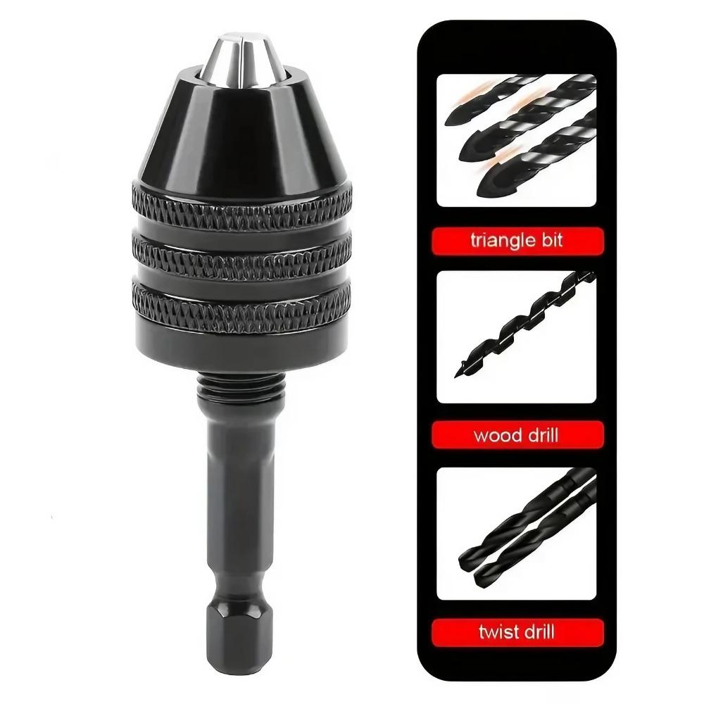 High Precision Keyless Drill Chuck Adapter, Quick Change Hex Shank Bit Set for Impact Drills and Angle Grinders, Durable Tool Accessories for Wood and Metalworking, Compatible with 0.3-8.0mm Bits