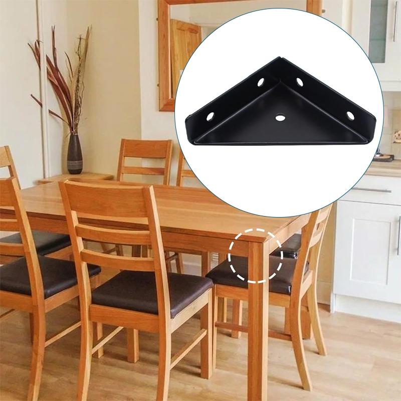 2/5pcs black corner code, fixed bracket, right angled triangle fastener, furniture repair, used for tables, chairs, cabinets, shelves