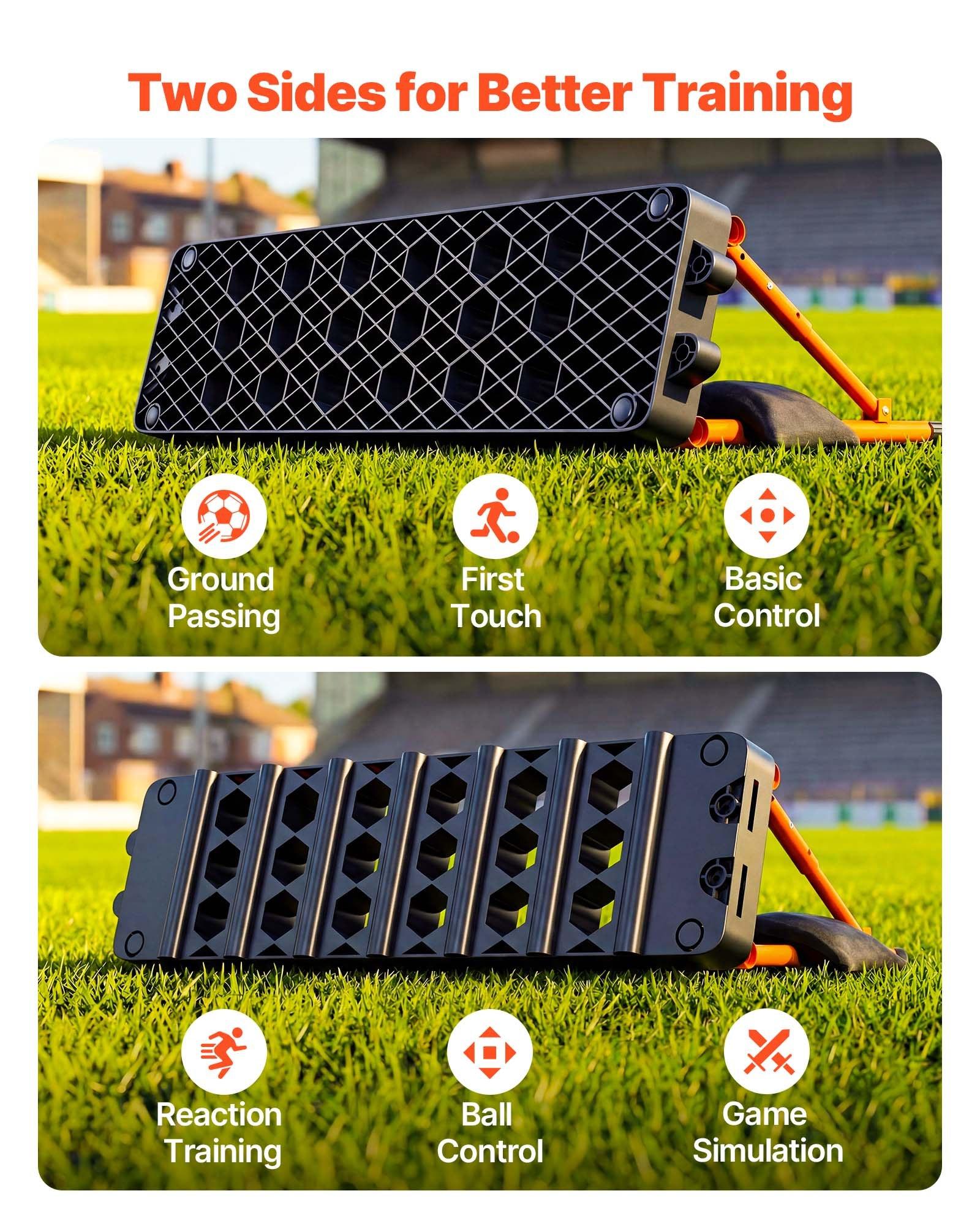 VEVOR Soccer Rebounder Board, 37.4 x 9.8 in Portable Soccer Rebound Wall, Dual Surface Sports Kick Back Trainer, 3 Adjustable Angles, Easy Setup Ball Practice Equipment for Passing & Reaction Skills VEVOR Soccer Rebounder Board, 37.4 x 9.8 in Portable Soccer Rebound Wall, Dual Surface Sports Kick Back Trainer, 3 Adjustable Angles, Easy Setup Ball Practice Equipment for Passing & Reaction Skills