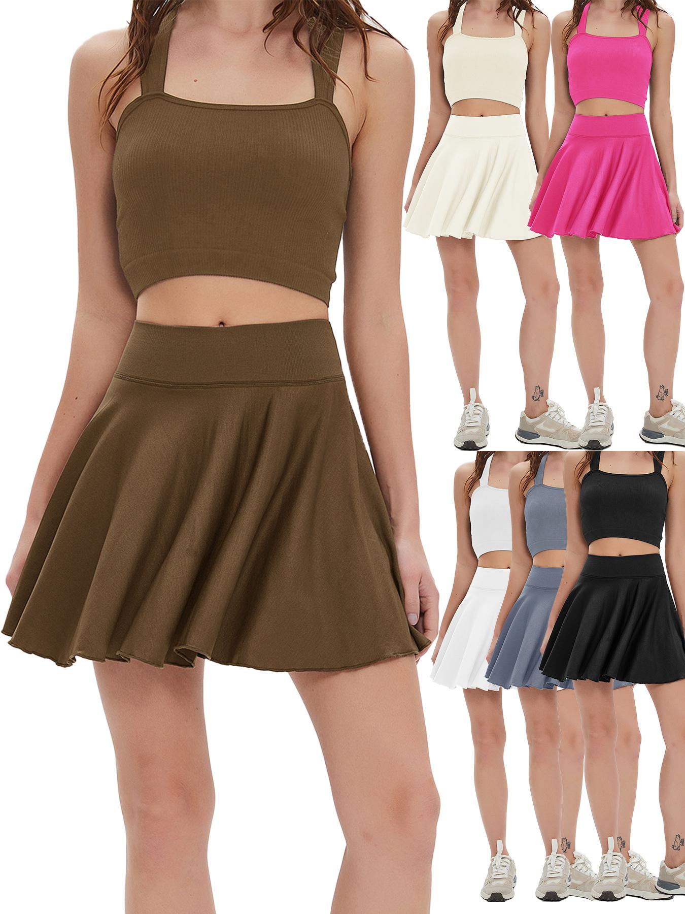 High Waist Flowy Active Skort for Women with Built-in Shorts & Side Pockets – Lightweight Athletic Tennis Skirt for Golf, Running, Workout, Casual & Everyday Wear, Soft 4-Way Stretch Fabric, Flattering Fit