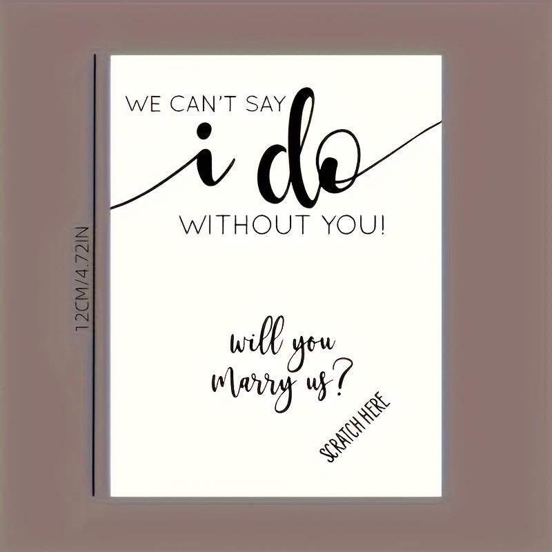 4 Wedding Proposal Scratch Cards, Creative Bridal Party Invitation Gifts, Personalized 'will You Marry Us?' Card, Unique Engagement Surprise