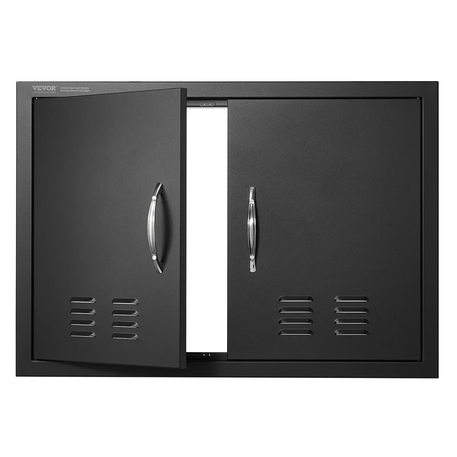 VEVOR BBQ Access Door, 30Wx 21H Inch Double Outdoor Kitchen Door, Cold Plate Flush Mount Door, Wall Vertical Door with Handles and Ventss, for BBQ Island, Grilling Station, Outside Cabinet