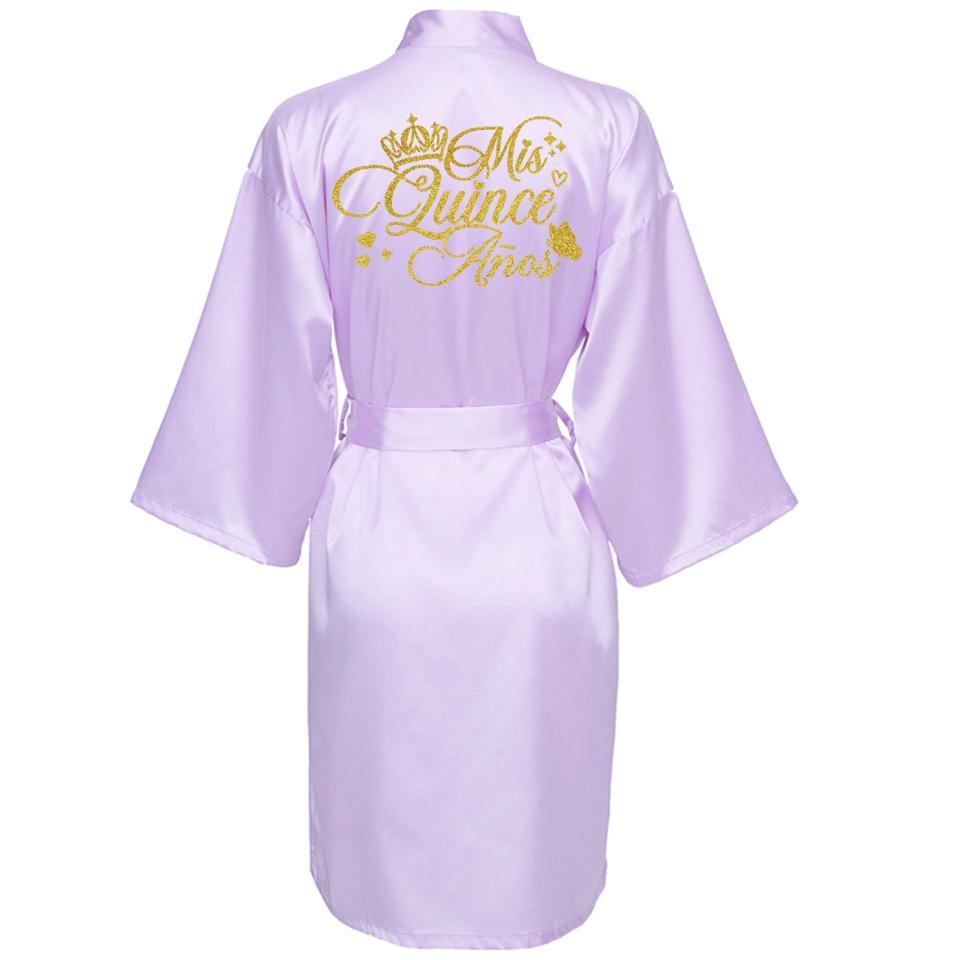 Mis15 Años Robe 15 Years Girl Birthday Party Robes Quinceanera Robe Mis XV Bathrobe Silkly Nightgown