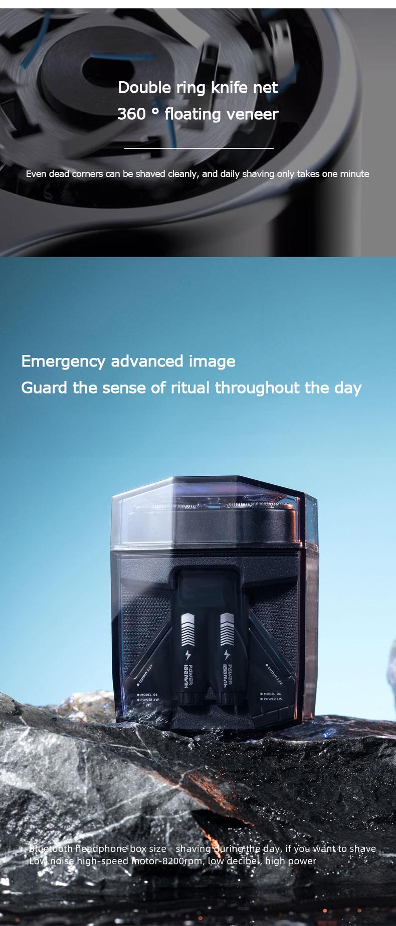 Portable Transparent Razor Double Engine Mecha Small Electric Razor Set with Multifunctional Shaving Head & Smoothshave Blade