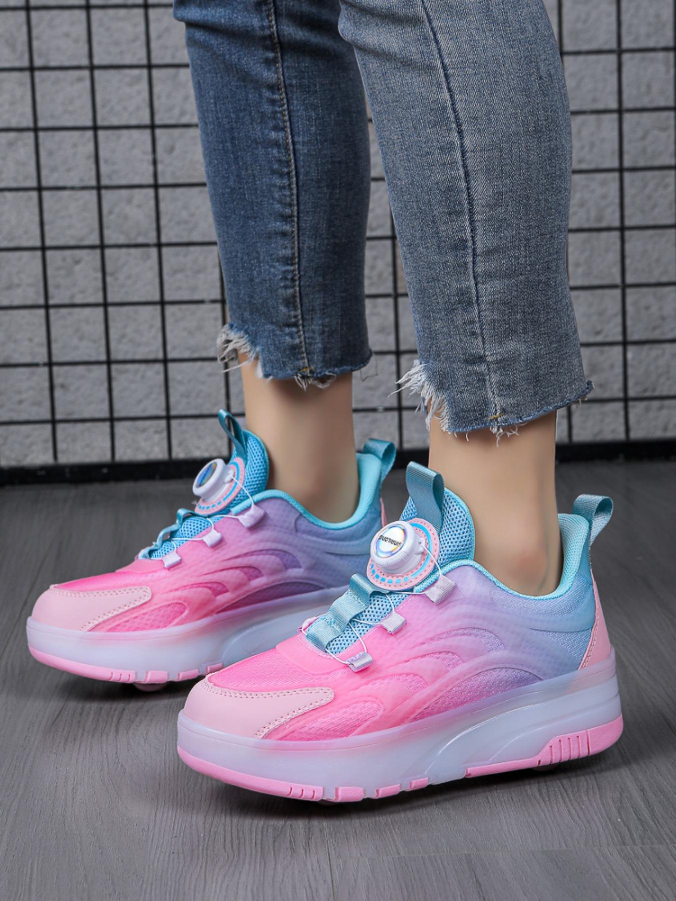 Colorful Straight Line Roller Skates, Unisex Student Sports Shoes, Walking Casual Shoes, Detachable Four-Wheel Design, Shoes with Wheels