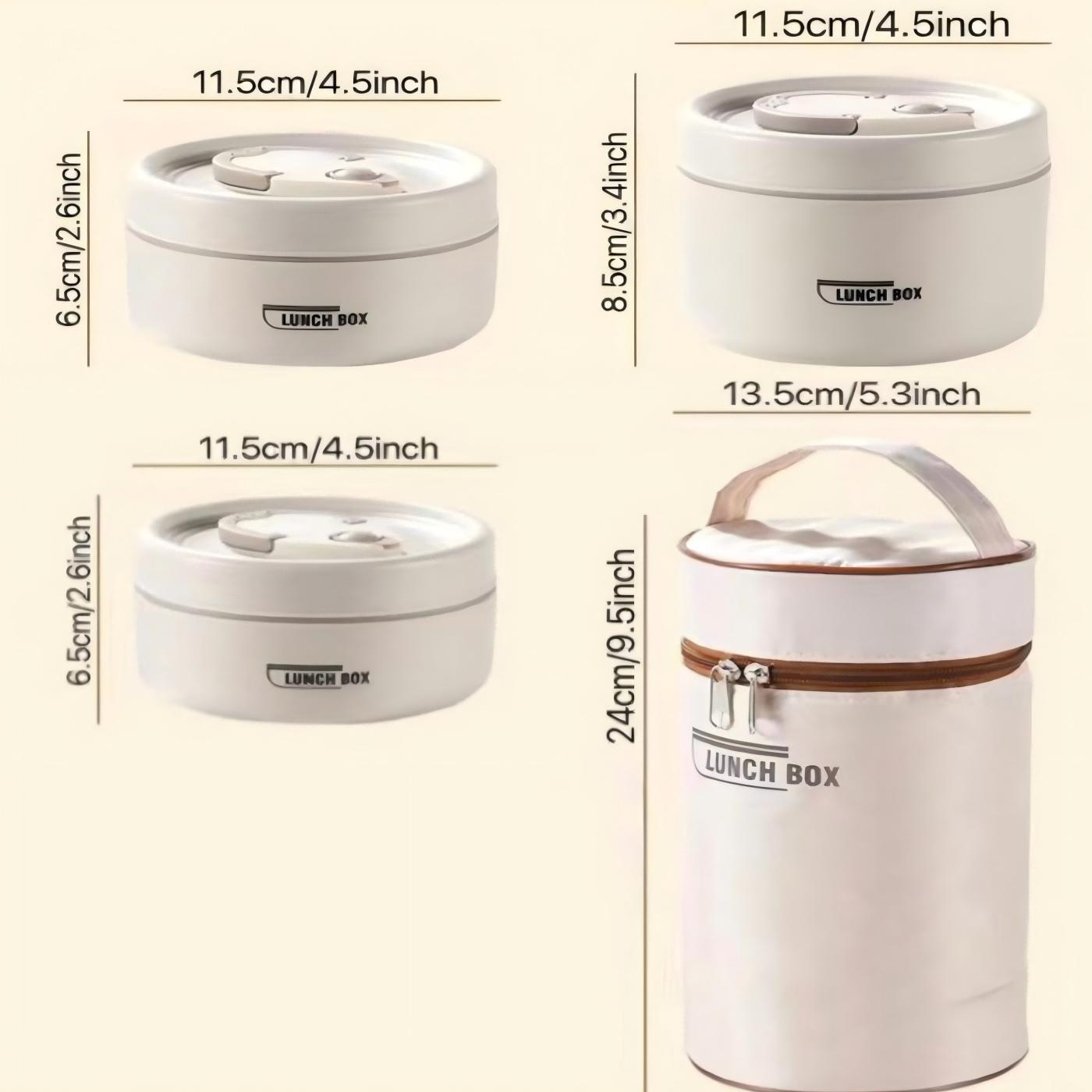 Portable Insulated Food Lunch Container Set, 1 Set Including 3 Counts Lunch Box & 1 Count Insulated Bag, 3 Separate Stackable Lunch Container for Adult & Kids Travel, Insulated Bento Box, Kitchenware