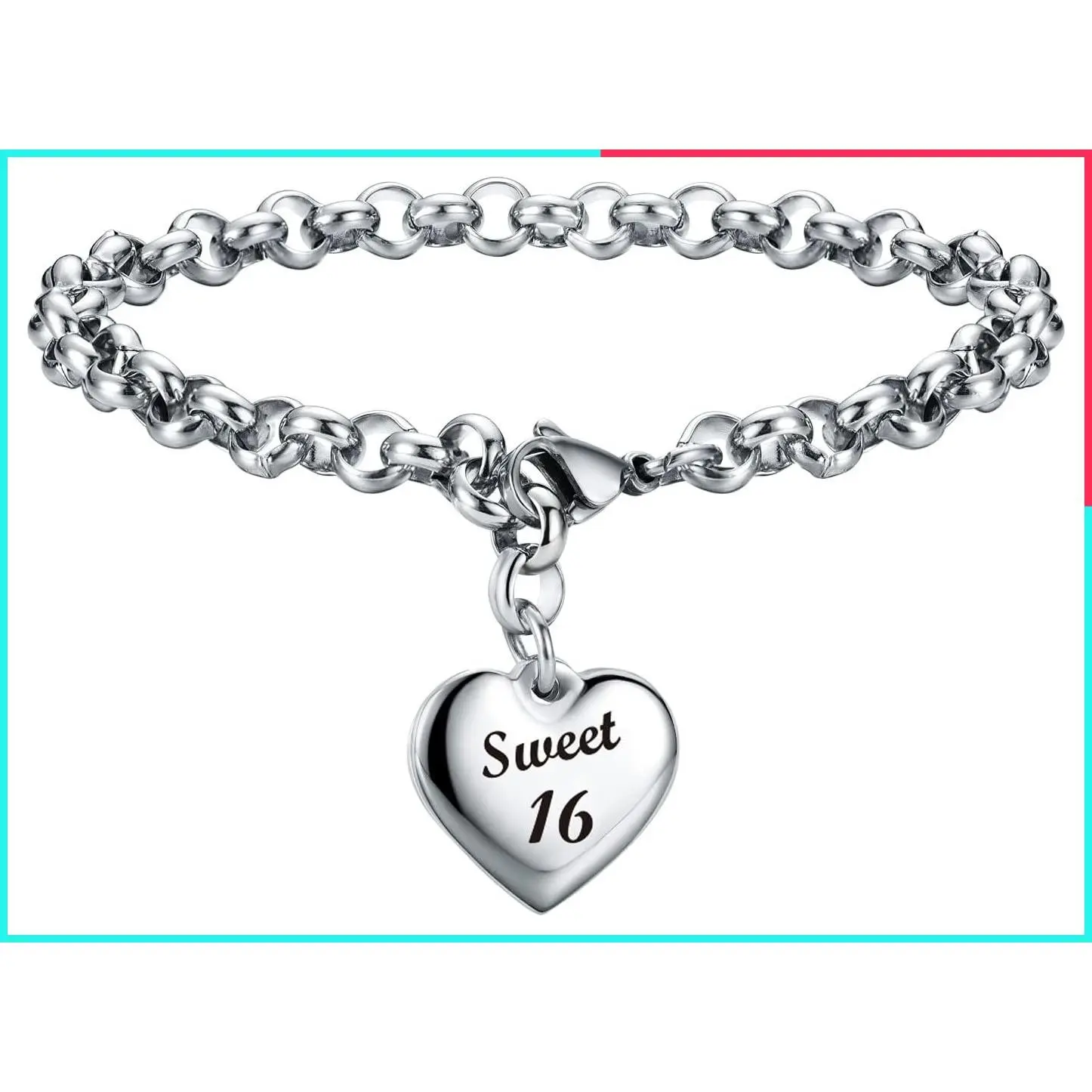 Heart Charm Birthday Bracelet - Happy Birthday Gift for Women & Teen Girls 11th 12th 13th 14th 15th 16th 17th 18th 19th 20th 21st 25th 30th Birthday