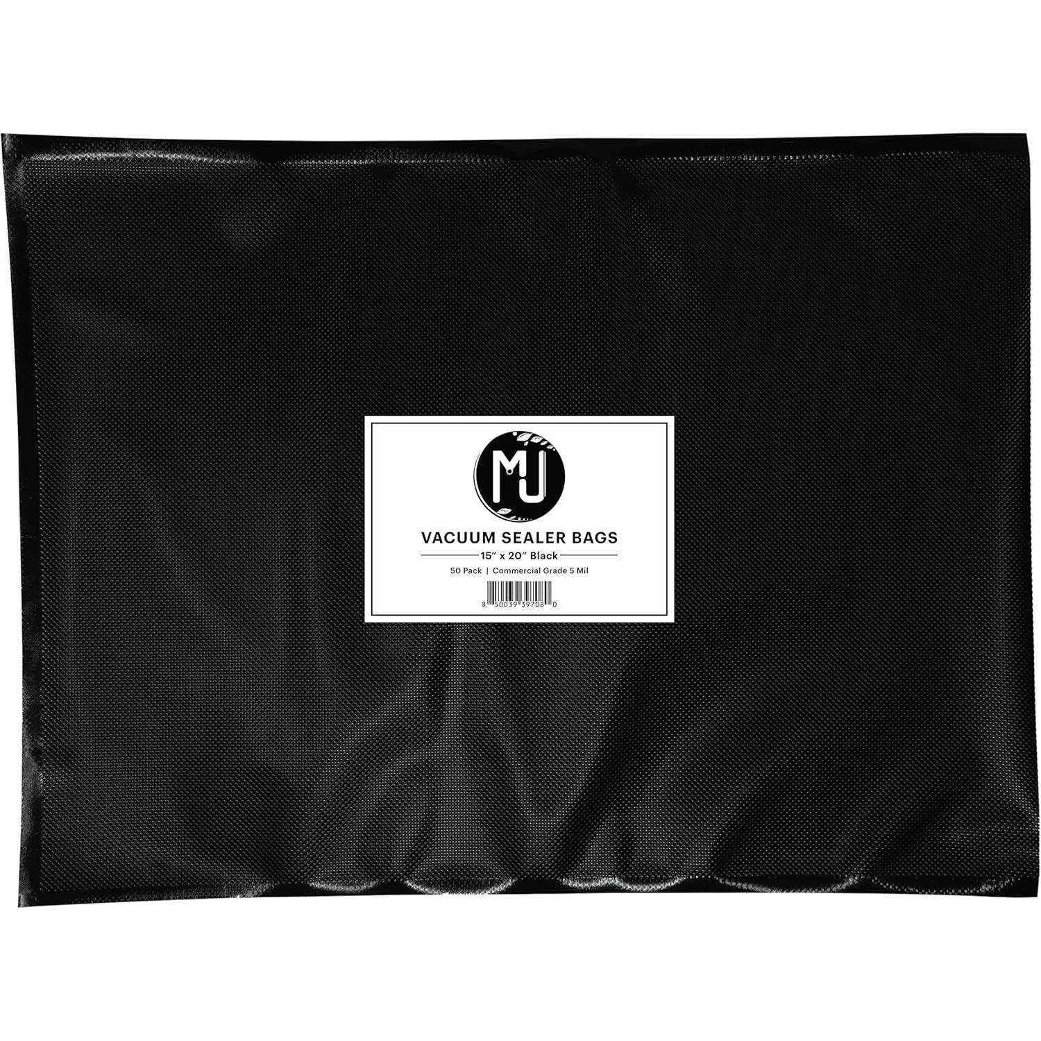 Commercial-Grade Vacuum Sealer Bags for  Storage, Sous Vide | 50 Pack (11" x 24" 5 Mil, Black and Clear)