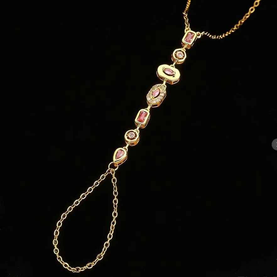 Foreign trade cross-border fashion diamond-encrusted finger bracelet women's jewelry versatile high-end tassel flash diamond zircon back chain