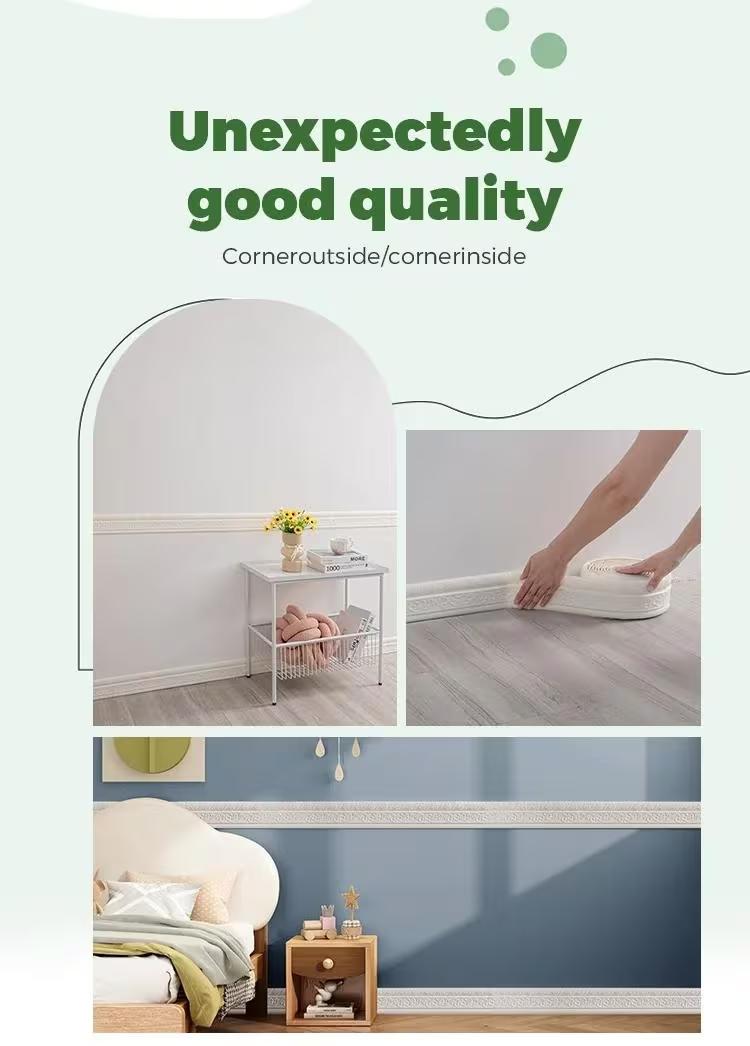 362.2 Inch (90.55 Inch X 4 Rolls) 3D Self-Adhesive Waterproof Wall Stickers - Foldable, Multiple Colors Availabel and Stick, Foam Decorative Strips, Wallpaper Borders, Foam Baseboards, Wall Stickers, Suitable for Home Decoration