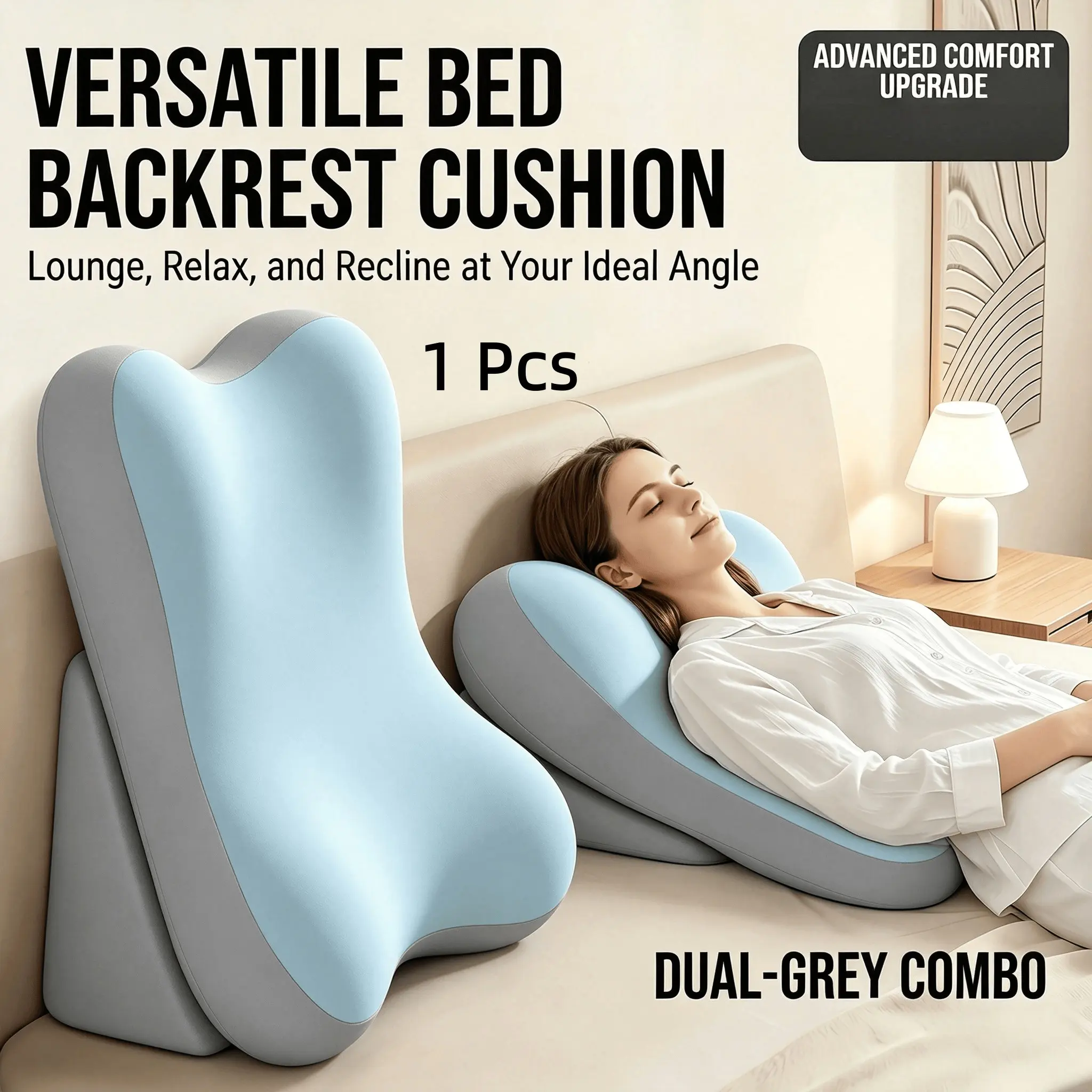 2027 New Model – Ergonomic Memory Foam Wedge Pillow Set – Lumbar Support Pillow; Anti-Snoring & Acid Reflux Prevention; Multifunctional Design (Ideal for Reading, Car/Driving, Bed, and Gaming); Adjustable Backrest; Non-Slip Support Pillow.