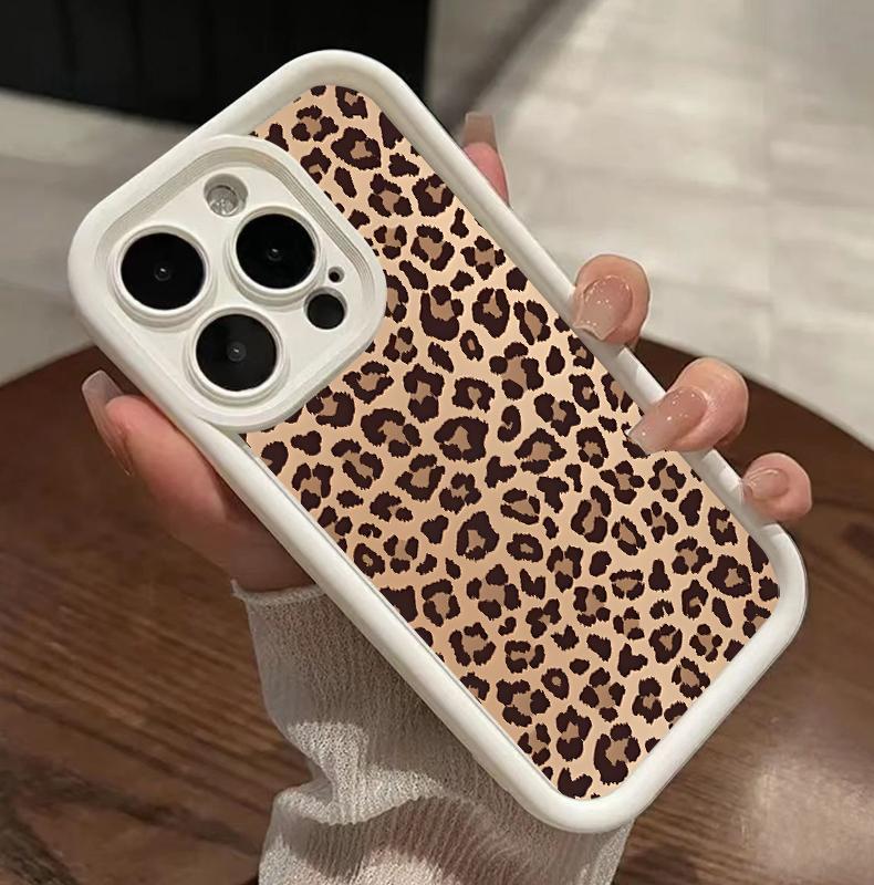 Leopard Print Pattern Case Suitable for IPhone 17 Pro Max 16 16e 15 14 Plus 13 12 11 Air XR X XS Plus Shockproof Drop Protection Rugged Durable Silicone Cover