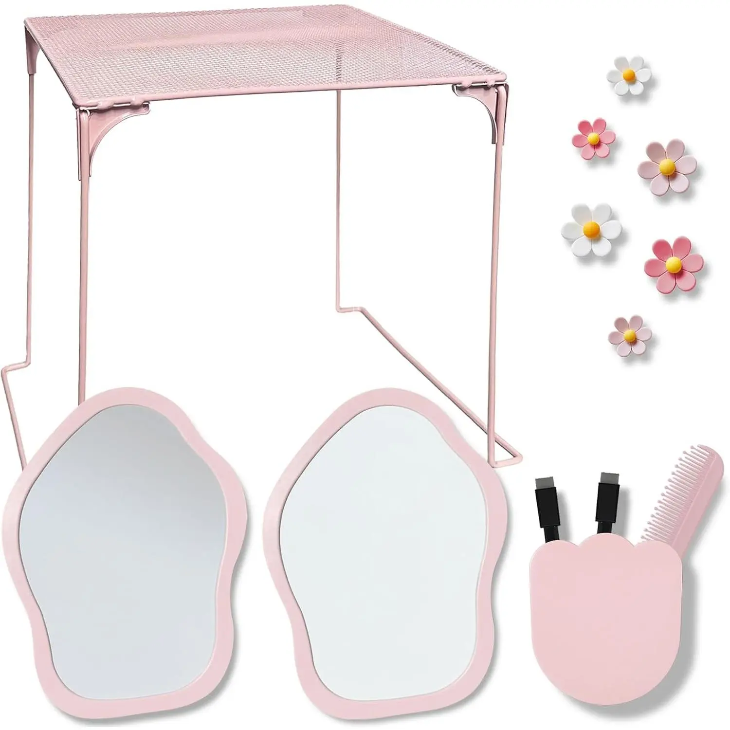 13 pcs Girls Pink Locker Accessories, Locker Decorations Including Mirrors, whiteboards, Magnets and organizing Supplies. Ideal for Back-to-School Essentials and The Office (13 pcs-Pink)