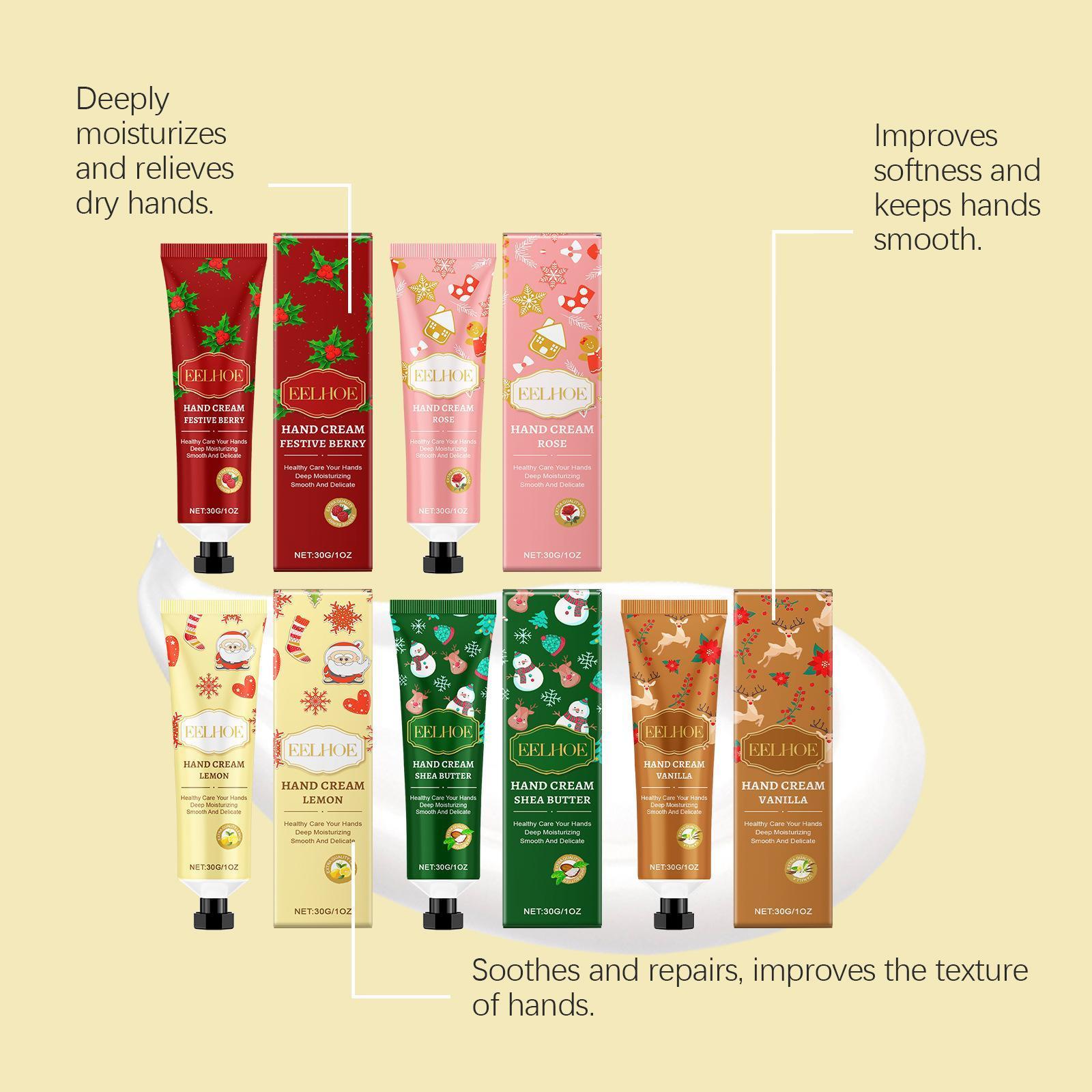 5-Piece Moisturizing Hand Cream Set, Plant Essence Hydrating Lotion for Dry Cracked Hands, Non-Greasy Travel Size Gift for Women & Men