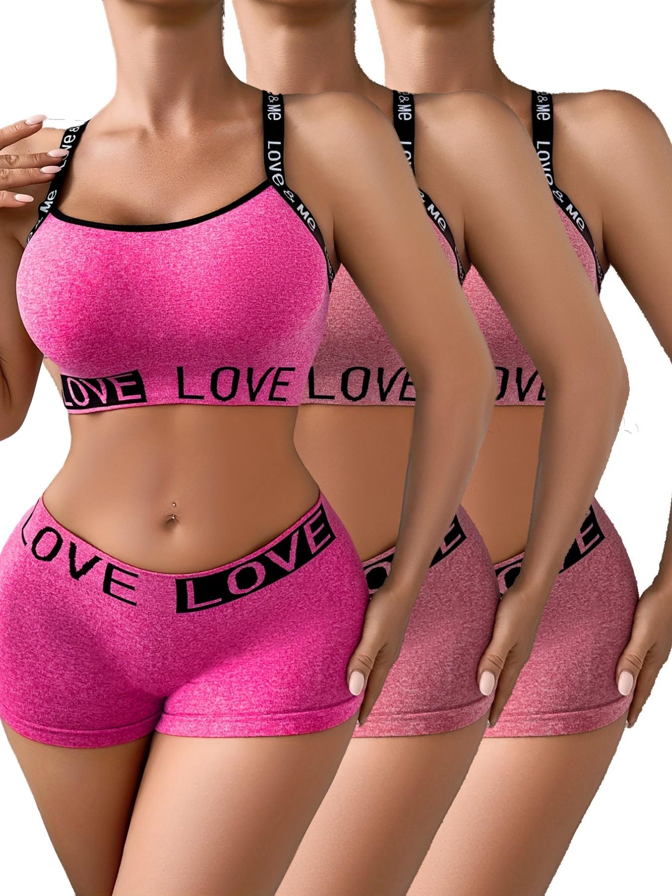 Women's 3/4/5 Piece Lingerie Set, Top and Bottoms, Seamless Comfort, Daily Wear, Casual Style, Fitted, Medium Support, All Seasons