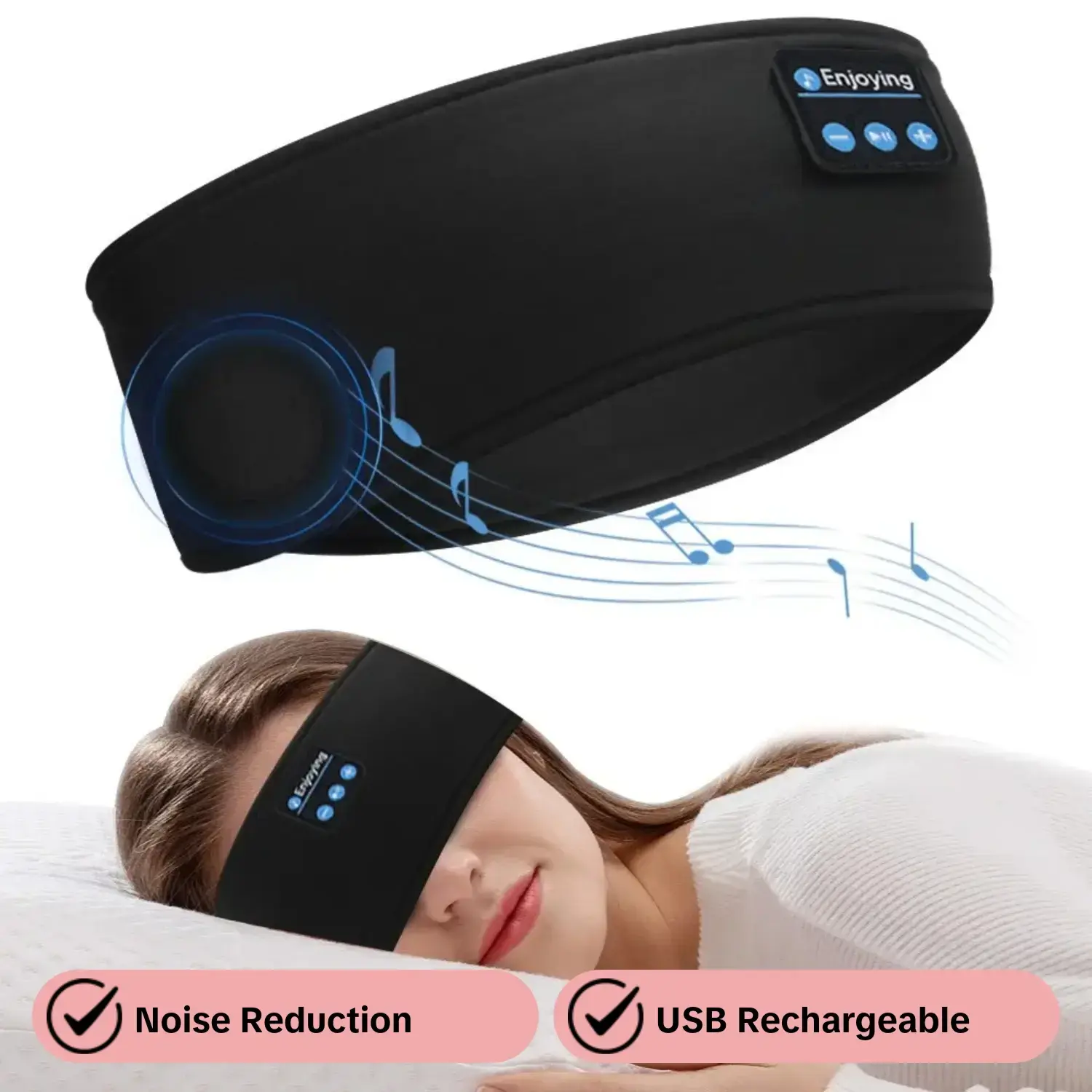 Bluetooth-compatible Music Sleep Headband Earphones, Wireless Sleep Headphones, Wireless Stereo Sleeping Headset, Sports & Gaming, Noise Reduction, USB Charging, Unisex