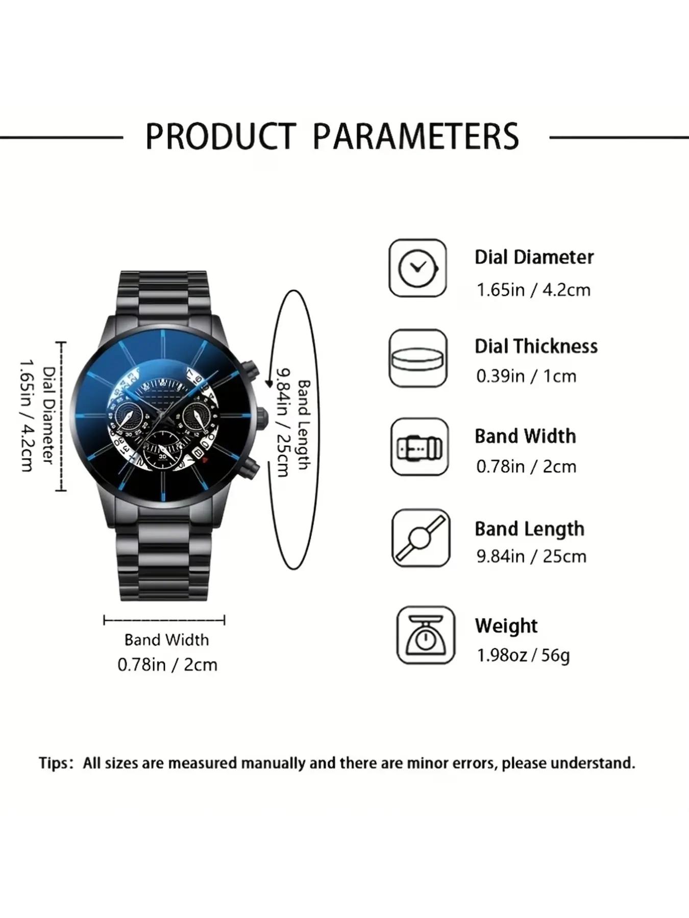 A 4-piece fashionable and avant-garde men's watch set, equipped with a beautifully designed dial and a multifunctional high-end necklace, is an excellent gift for boyfriends, fathers, brothers, or family during holidays