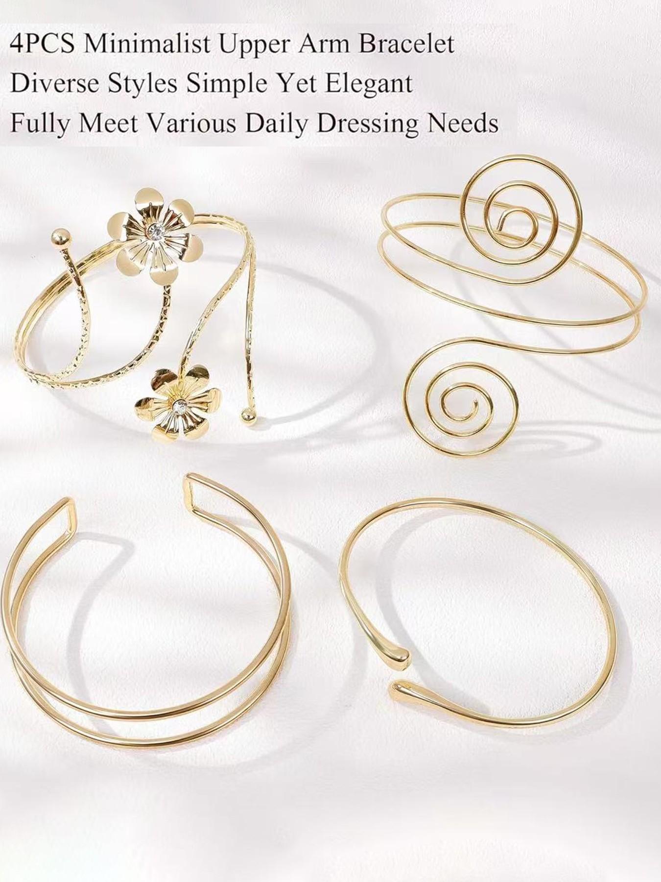 Women's Upper Arm Cuffs, Adjustable & Minimalist Design, Coiled Arm Band Set, Perfect for Everyday Wear, Stylish Accessory, Elegant Minimalist Bangle