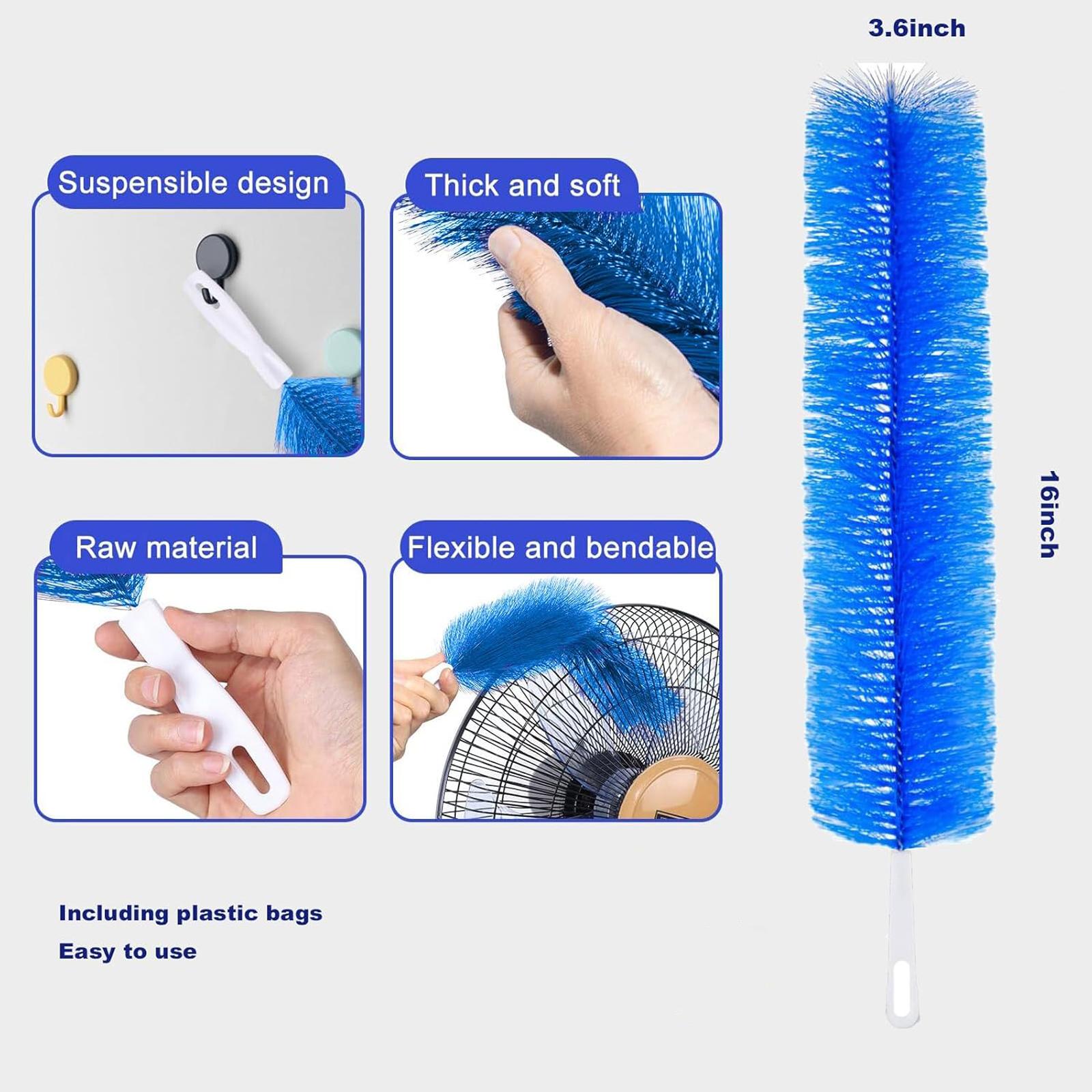 3 Counts Bendable Microfiber Head,Reusable Dust Remover,Fan Cleaner Brush,Duster,Cleaner Brush,Washable,ldeal for Ceiling Fan Blades,Curtains,Air Vents,Cars Et.