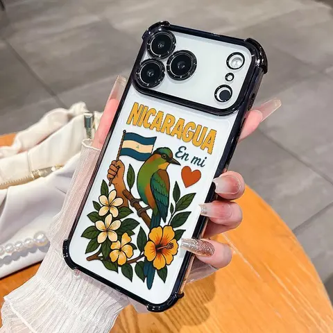 Soft Non-Customized Silicone Lightweight iPhone Case - Nicaragua's Heart Bird Pattern, 4-Corner Air Cushion, Drop-Proof, Crash-Proof Protective Cover for iPhone 11,12,13,14,15 Plus,16,17,18 Pro Max,SE