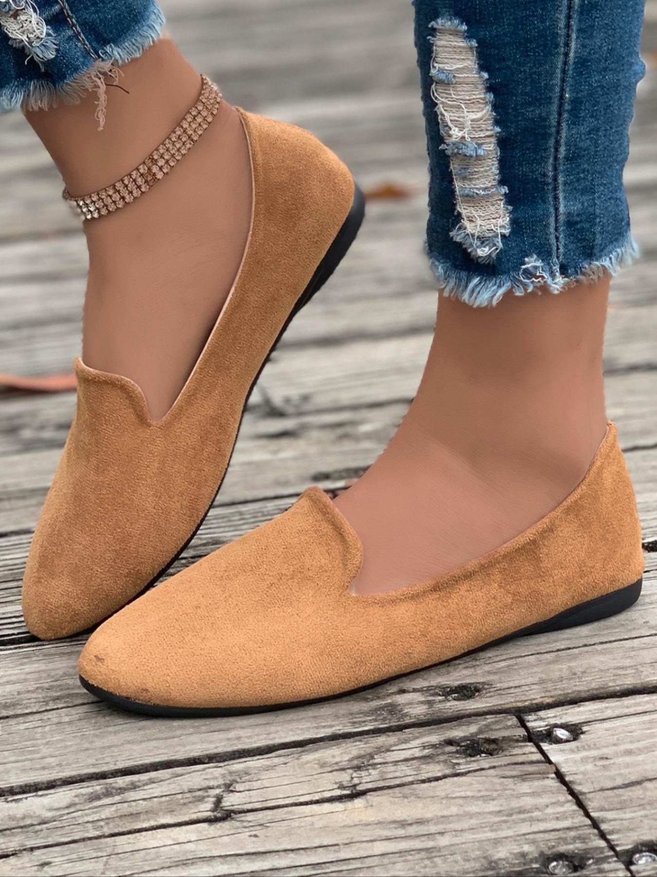 Women's Solid Color Pointed Toe Flats, Soft Sole Comfortable Slip-On Casual Shoes, Versatile Commuter Shoes for Work and Daily Wear