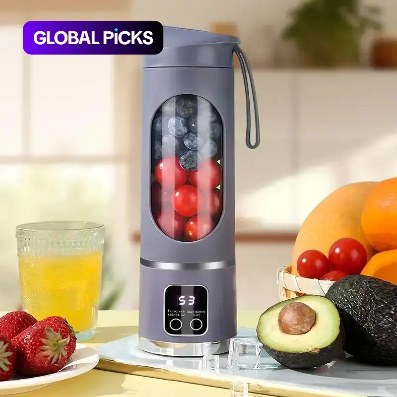 Portable Blender, USB Rechargeable Blender with LED Display for Smoothies and Liquid Diets, Small Juicer Blender for Milkshakes, Home Kitchen Smoothie Maker Appliance #GLOBAL PICKS