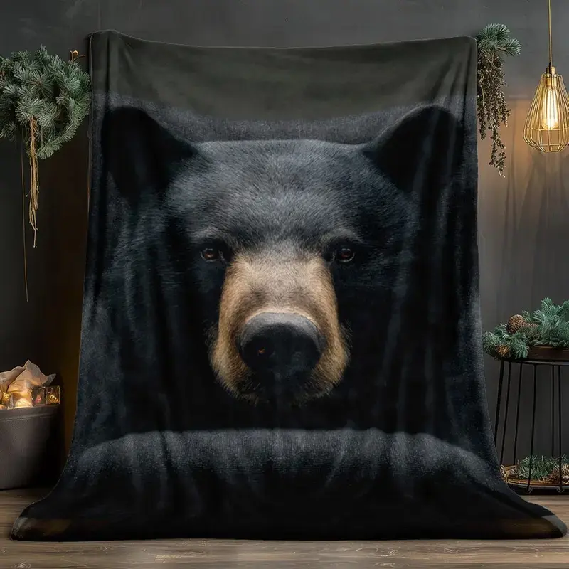 Decorative Blanket Featuring a Black Bear Design, Suitable for Couches And Beds, Made with Soft And Warm Flannel Fabric, Perfect As Gifts for Loved Ones, Flannel Home Throw