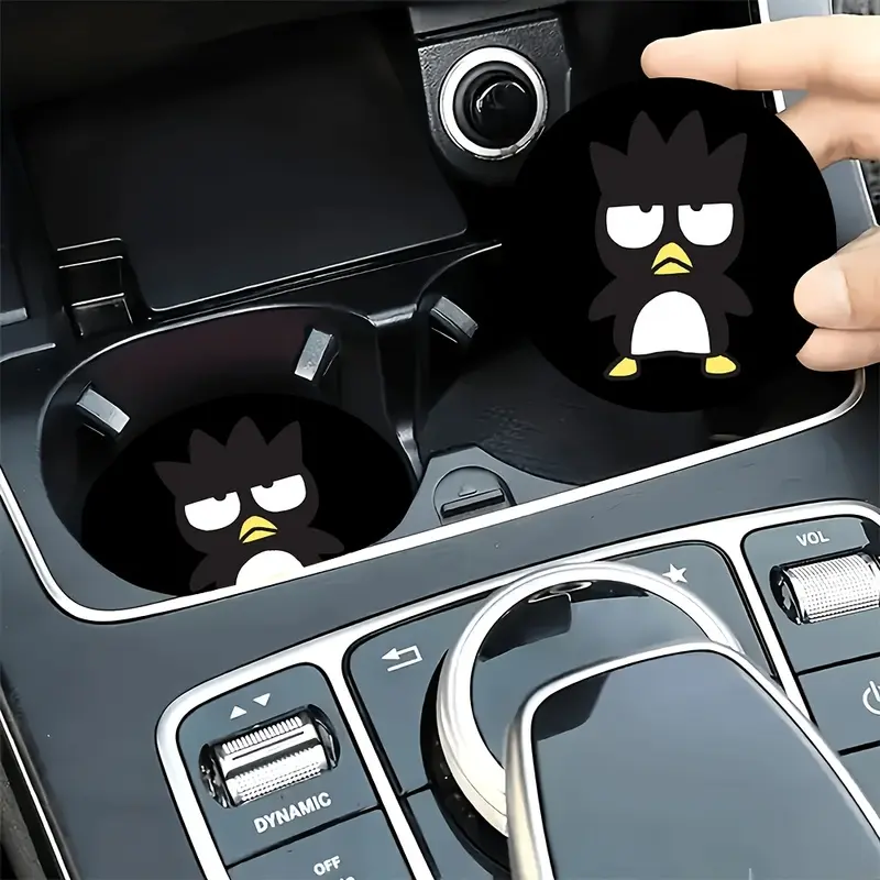 2pcs Sanrio Badtz-Maru Cartoon Character Pattern Theme Car Cup Holder Coaster - Anti-Slip, Heat Insulation, Durable, Stylish Interior, Suitable for Sedans, Suvs And Trucks - Perfect Holiday Gift for Car Owners