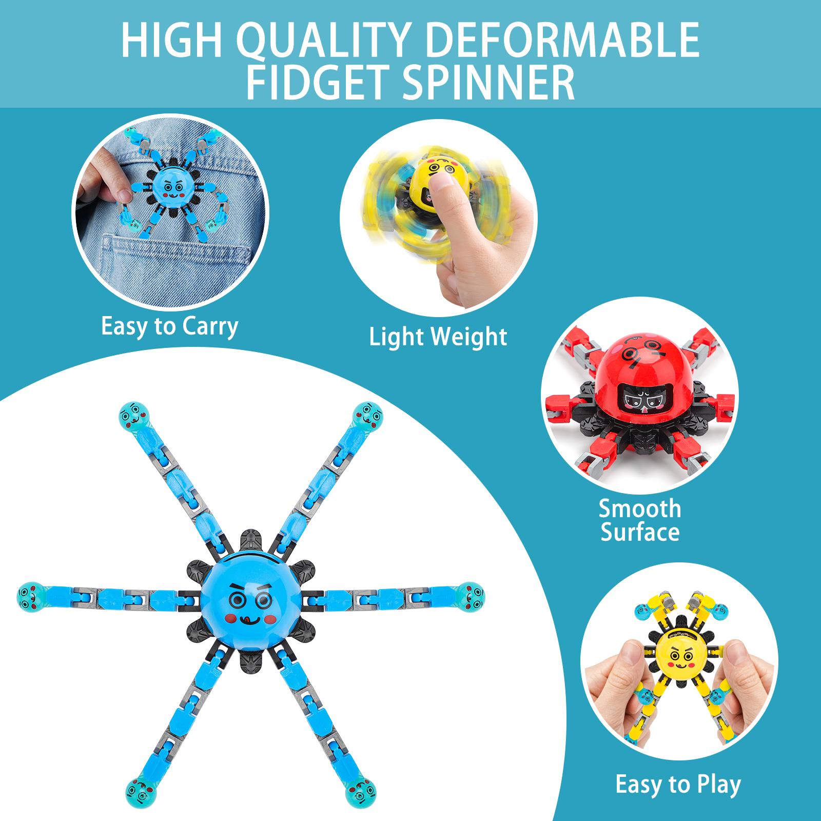 deAO 3 PCS Finger Spinners,3PCS Funny Sensory Fidget Toys Adults Deformable Chain DIY Robot Spinner,Fingertip Stress Relief Gyro Toy for Kids, Kids Classroom Prizes