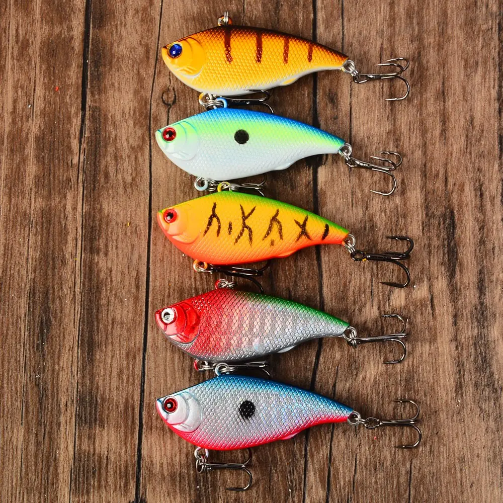 5 Pieces Vib Lure Hard Bait, Plastic Fish Attractant, Small Hard Bait for Carp Fishing, Durable & Effective Fishing Gear