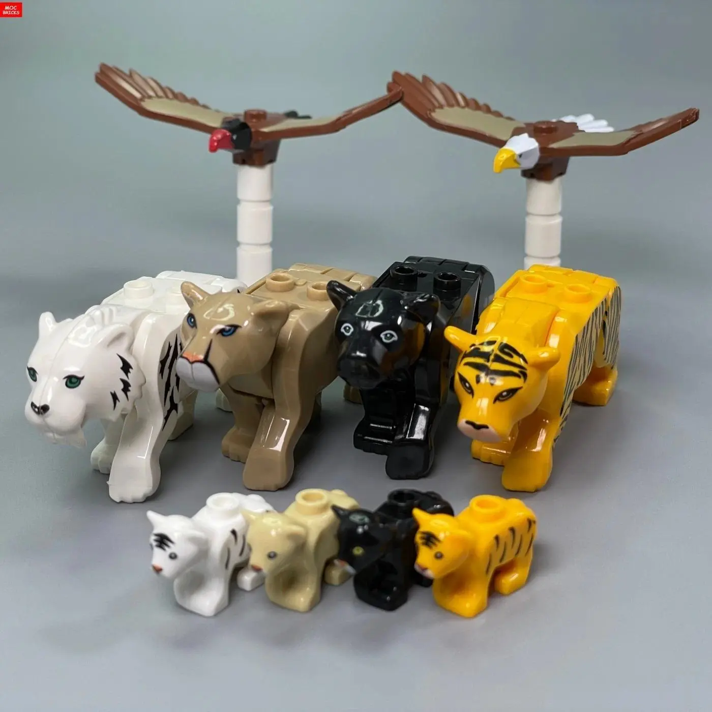 MOC Bricks Animal Little Tigers Saber-toothed Tiger Building Blocks Assembled Particles Children's Toys