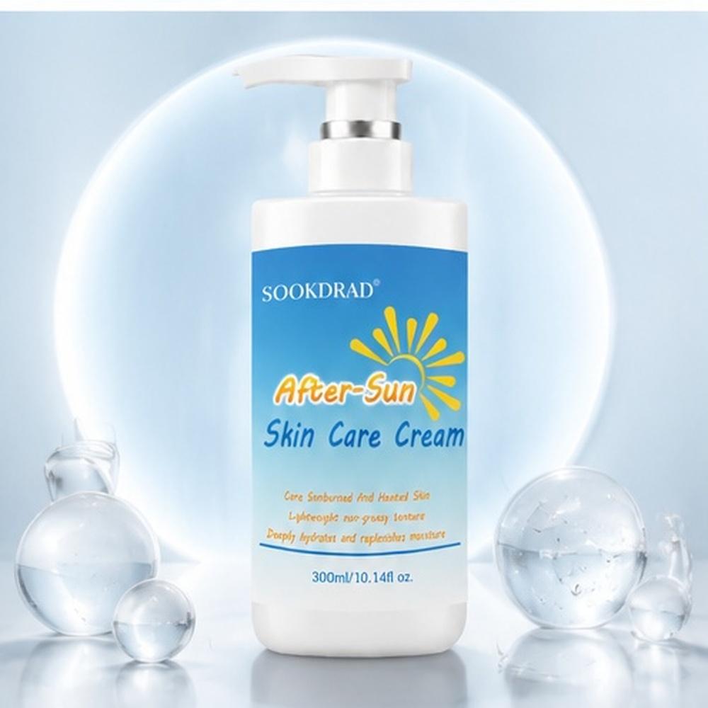 After-Sun Skin Care Cream, care sunburned and heated skin, lightweight non-greasy texture, deeply hydrates and replenishes moisture, 300ml/10.14fl oz