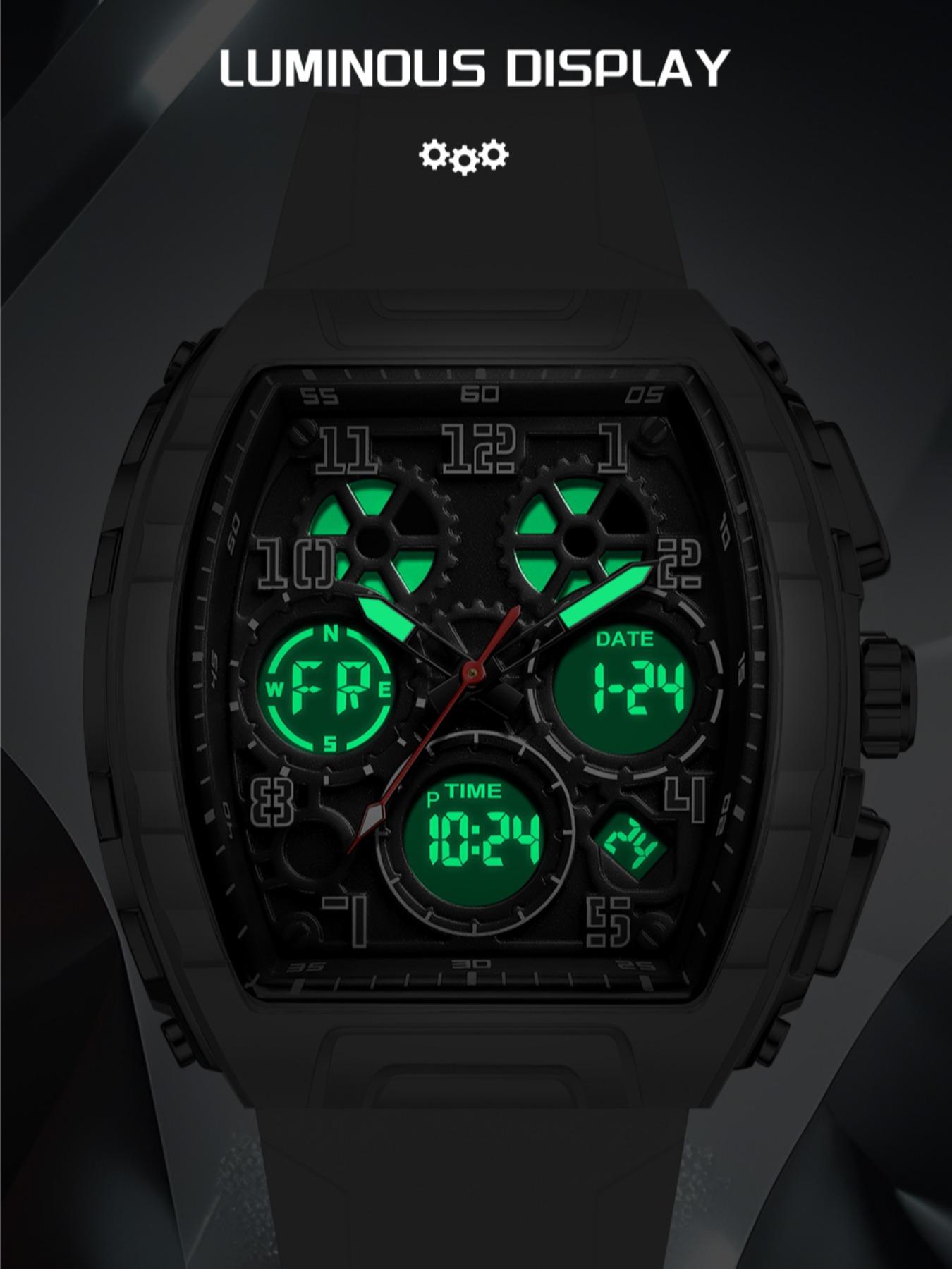 Foxbox Sporty Dual Display Wristwatch for Men & Women, Analog-Digital Quartz Movement, Blue Band, Perfect Gift for All Seasons