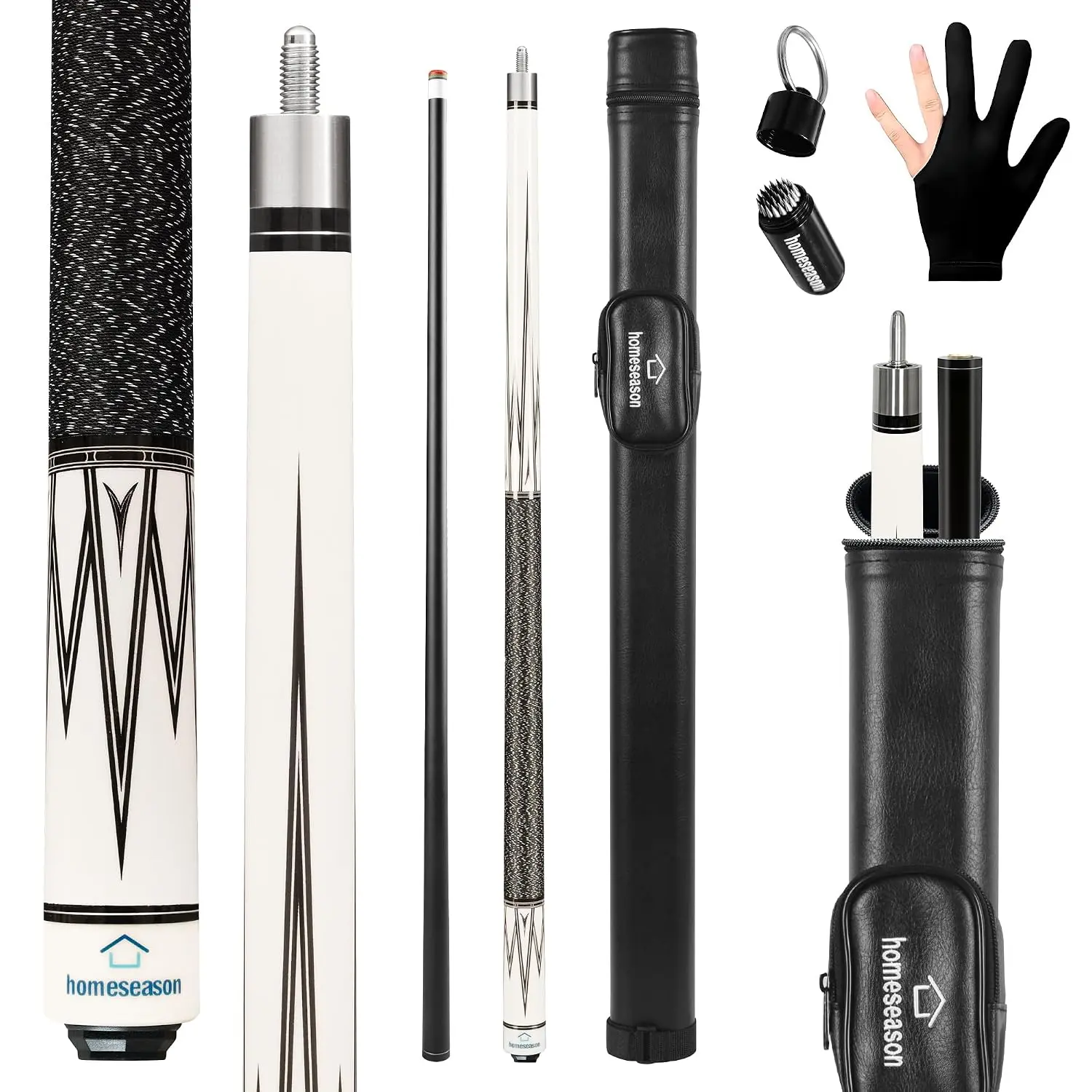 Pool Cue Stick 58" Billiard Cue Sticks Nylon Thread Grip Professional Low Deflection Pool Sticks