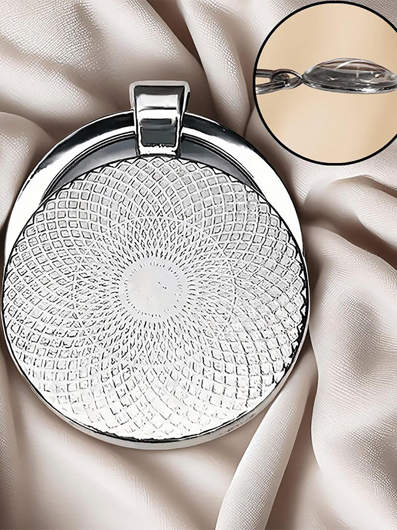 Elegant Round Convex Glass Keychain, Alloy Material with Cartoon Pattern, Perfect for Christmas, Easter, and Ascension Day, 1 Piece Set