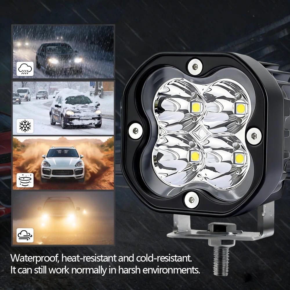 3 inch LED Pod Light Motor Spotlight for Off road lada Halo RGB Yellow Fog lamp 4x4 Driving light Flash 12V 24V