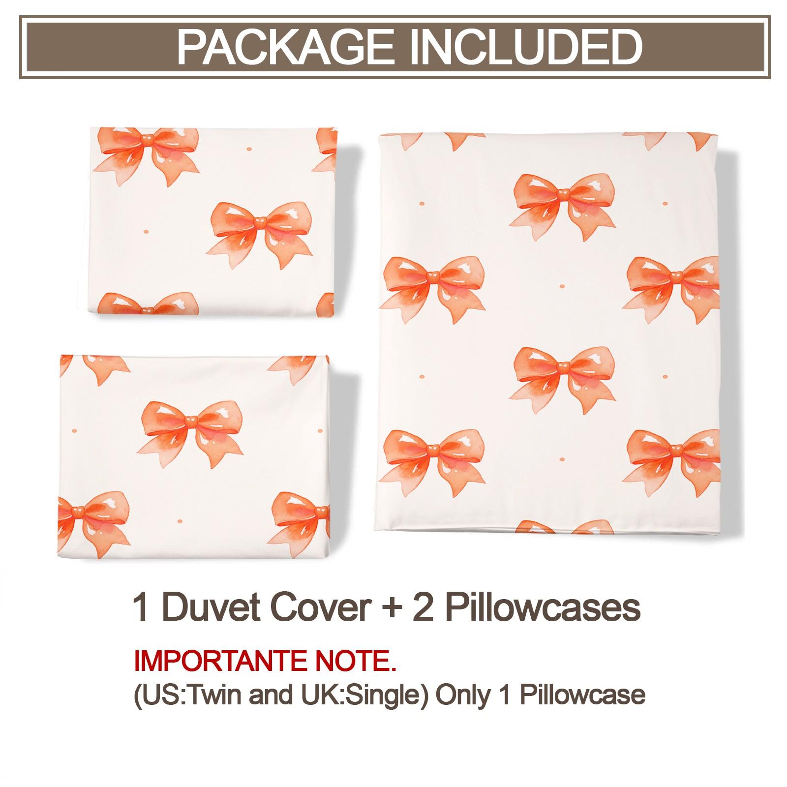 2/3PCS Cute Romantic Sweet Bow Duvet Cover Set, Soft Cozy Aesthetic Bedding for Girls, No Filling, Housewarming Birthday Valentine's Day Christmas Gift for Her