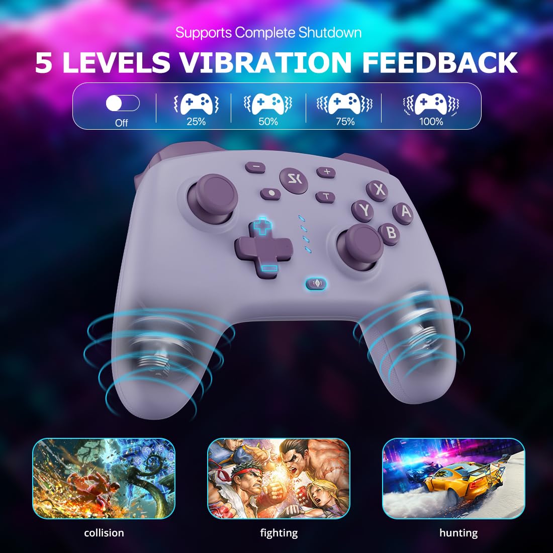 Controller for / 2/Lite/OLED/PC Controller with 2.4G Adapter,   Controller with Hall Joysticks & Hall Triggers,  Pro Controller with Wake-up, 2  Programmable Buttons, Turbo Function