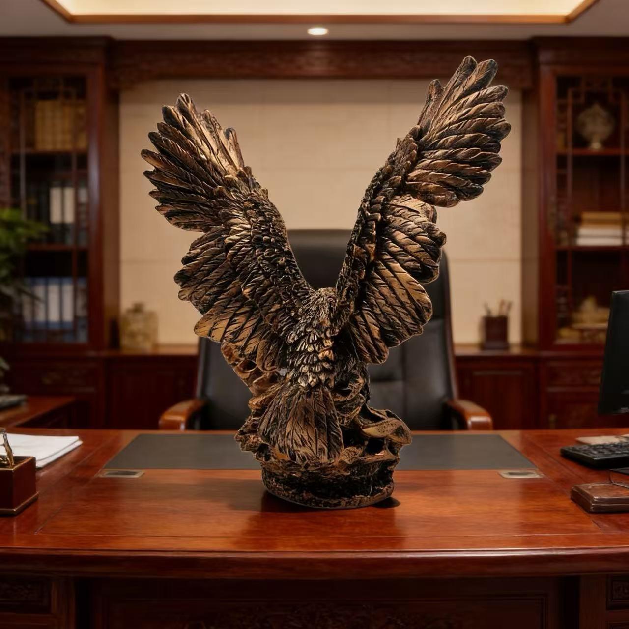 Copper Color Eagle Figurine, Resin Sculpture Home Office Decor, Desk Shelf Living Room Decoration, Ideal Business Opening Gift