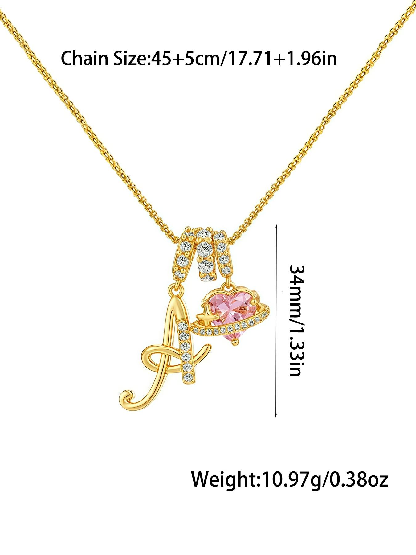 Initial Letter Heart CZ Birthstone Necklace With Rose Jewelry Gift Box, 18K Gold Plated Alphabet Pendant Necklace for Women, Birthday Christmas Jewelry Gift for Women Girl Wife Daughter, Heart Shaped Necklace